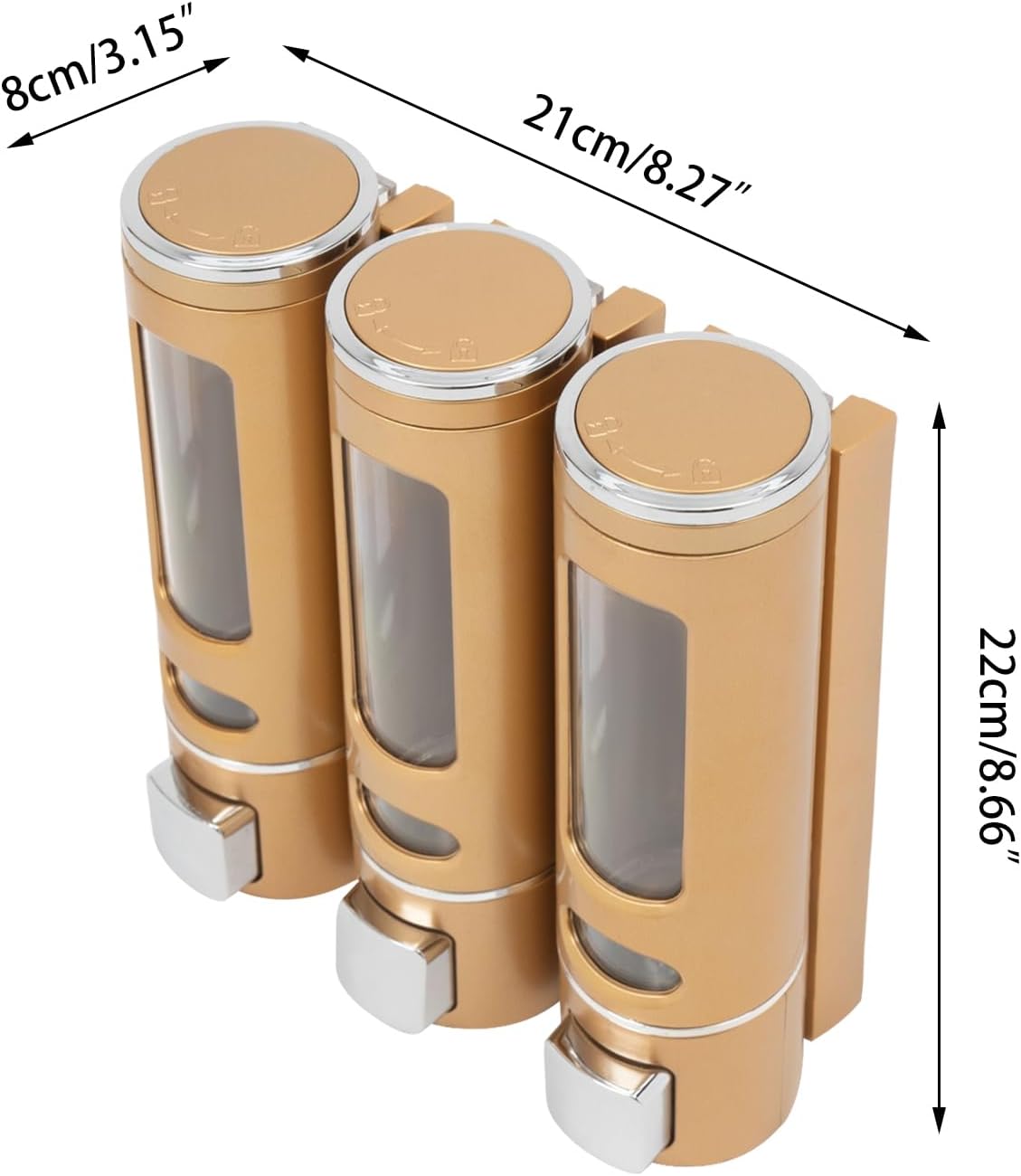 3-in-1 Shower Soap Dispenser,Shampoo and Conditioner Dispenser,Soap Separator Bathroom,Shower Separator 3 Chamber,Suitable for Bathroom,Kitchen,Ktvs,Swimming Pools,Cinema,Office Building(Gold)