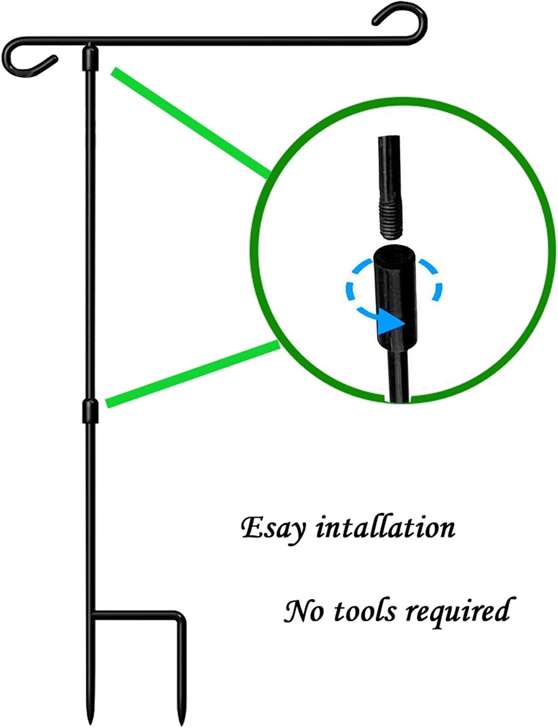 Garden Flag Stand-Holder-Pole with Flag Stopper and Clip Waterproof Powder-Coated Paint for House Flags,Decorative Flags,Yard Flags,Seasonal Flags