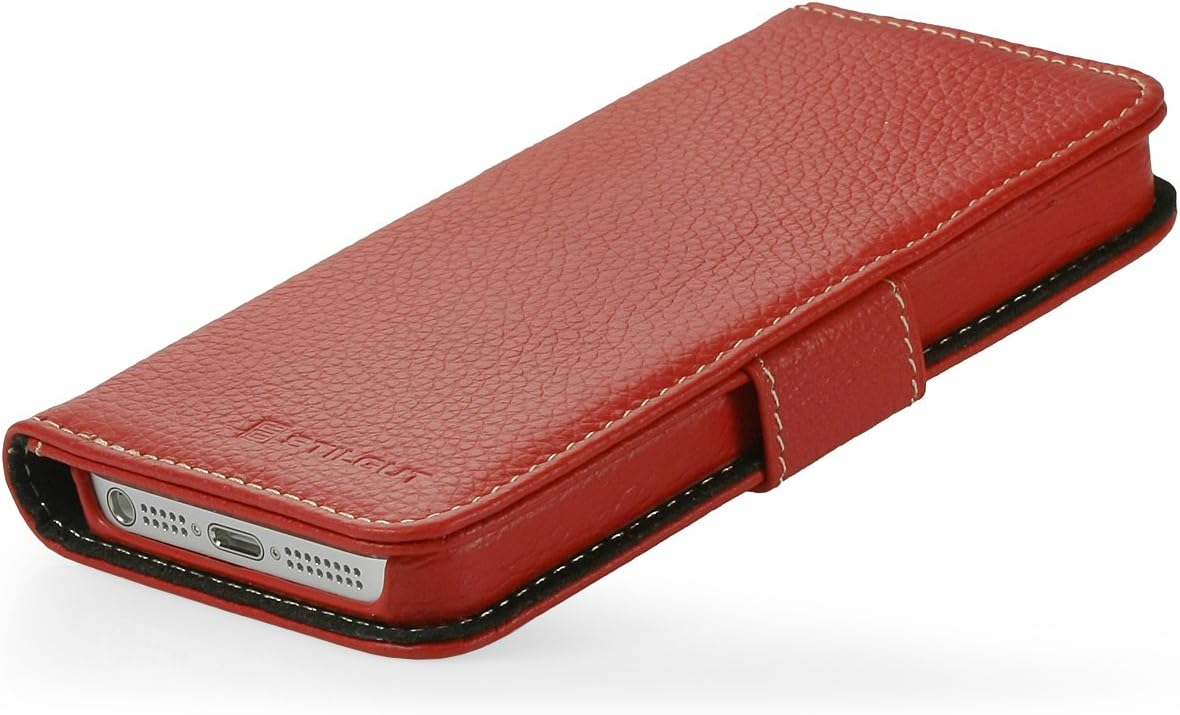 StilGut "Talis Wallet, Book Type Genuine Leather Case for Apple iPhone SE & iPhone 5s & iPhone 5, Red