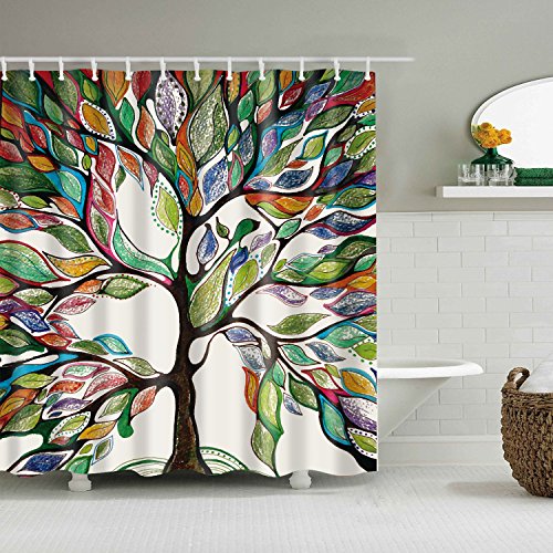 Chickwin Cortina de Ducha Antimoho, Arbol de la Vida Impermeable Cortinas Baño de Tela 180X180cm Poliéster 3D Digital Vibrante Impresión Diseño con 12 Anillos (180x200cm,Cuento de Hadas)