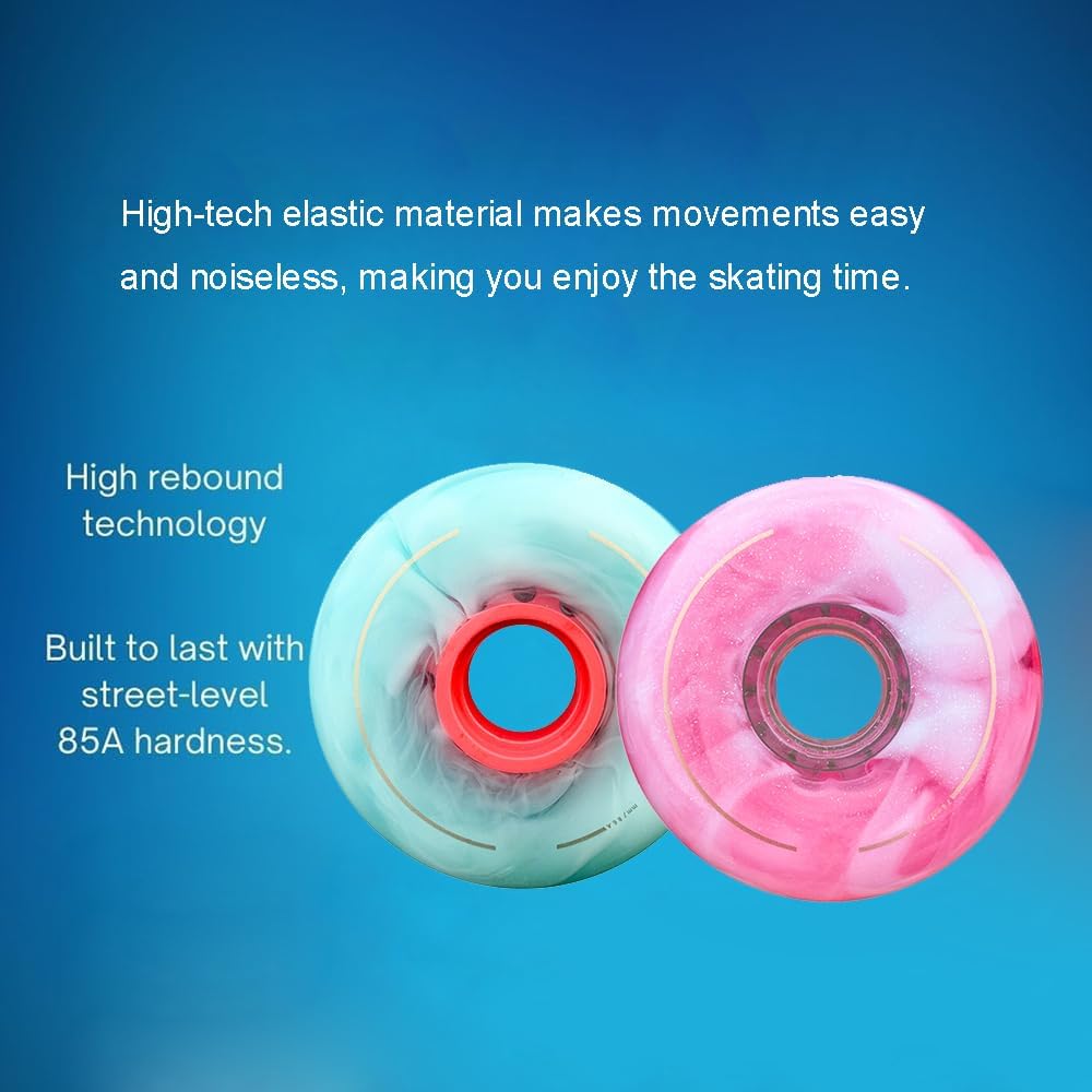 Inline Skate Replacement Wheels, 72mm 76mm 80mm, 85A Hardness, Pink and Blue, Set of 8 (Pink, 72mm)