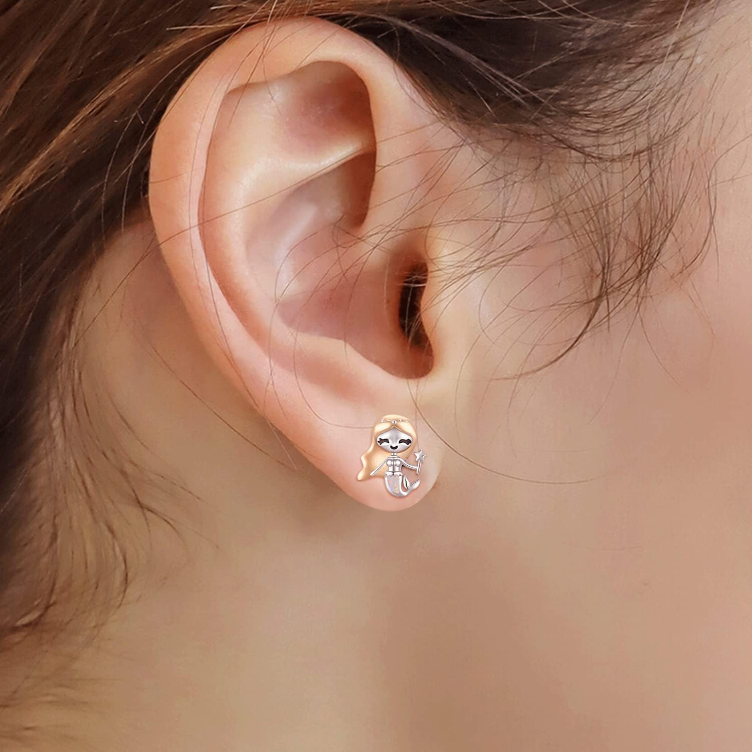 Palpitate Sterling Silver Mermaid Stud Earrings Mermaid Jewelry Gifts for Women - Image 3