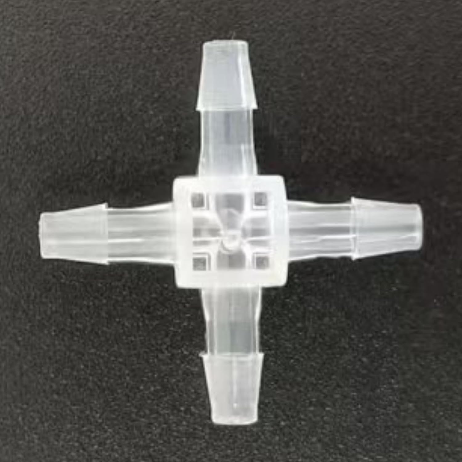 Plastic Cross Fittings X Connector Equal Barbed 4-Way Hose Joint for Oxygen Tubing Pipe Household Fuel Water Liquid Air Water Food Grade PP 50-Pack (1/16 Inch)