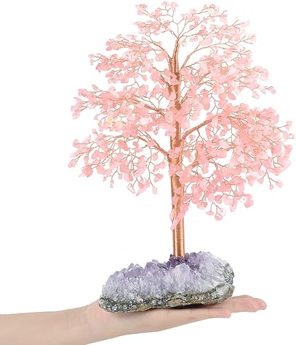 Miniatura 10 de Árbol de la vida con piedras preciosas de citrino, bonsái de árbol del dinero, equilibrio de chakras, energía positiva, buena suerte, prosperidad,