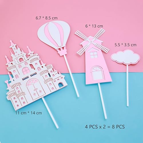 Miniatura 3 de 10 figuras de princesa para niña, castillo, decoración de princesa, decoración de pastel de dibujos animados, rosa, decoración de fiesta de feliz