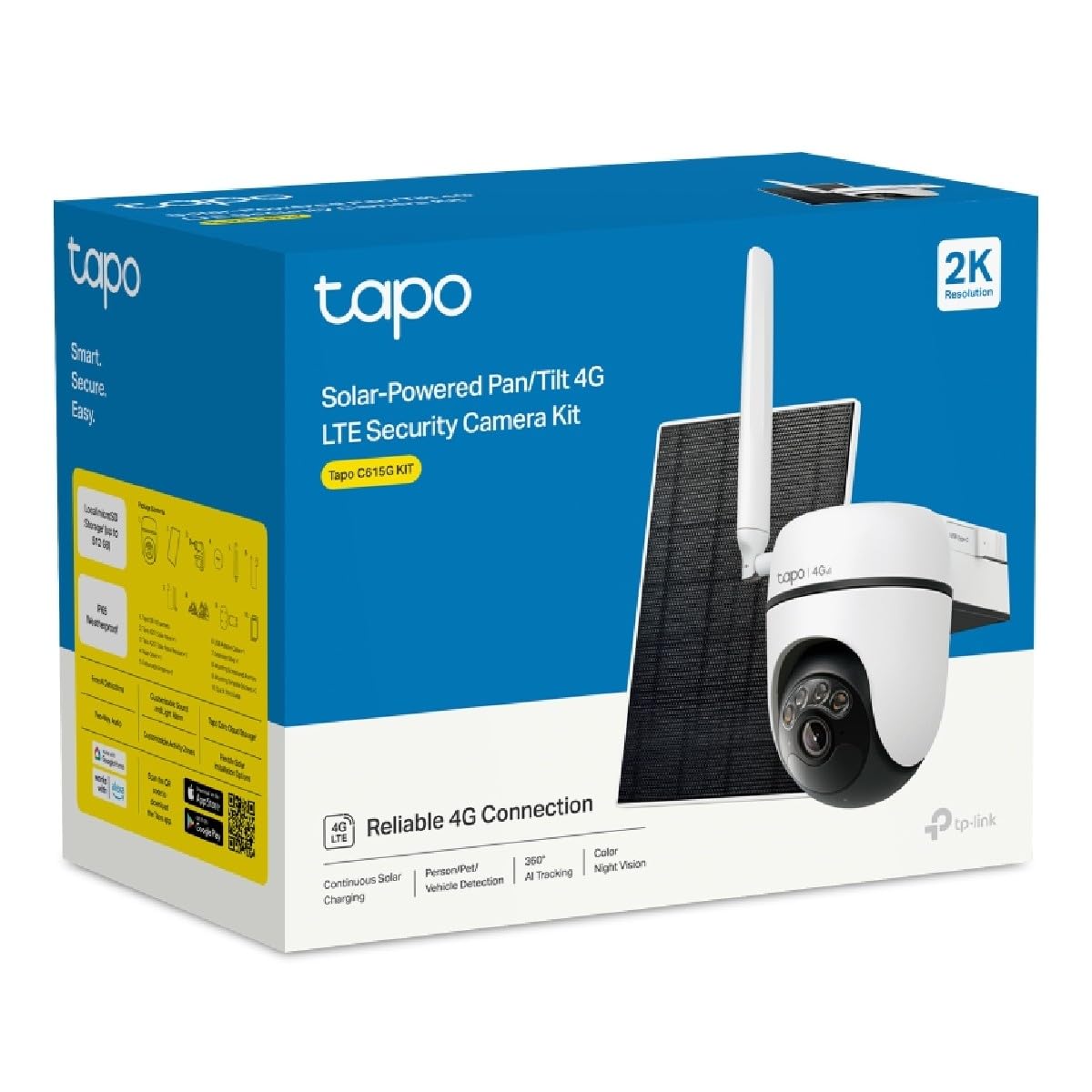 TP-Link Fotocamera di sicurezza con pannello solare IP Tapo C615G LTE 4G Dome 3MP 2.8mm Esterno IP65