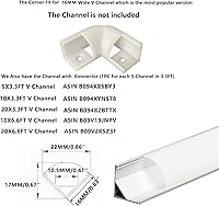 Vista 3 de 8-Pack 16MM Wide V Shape LED Strip Channel 90 Degree White Connector,Under Cabinet 45 Curved Cover profile Corner Kit,Inner Right Angle Turning link