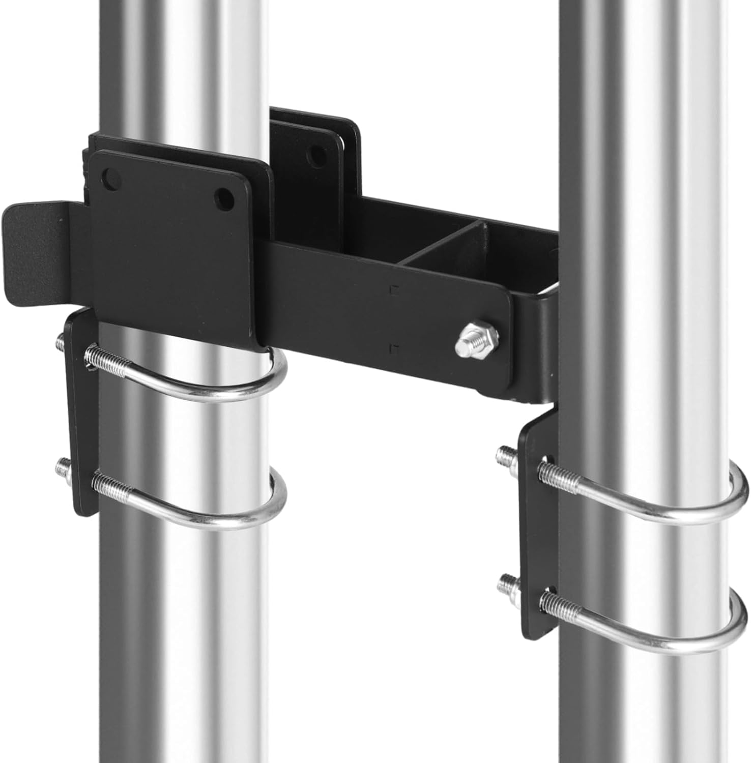 yeesport Chain Link Fence Latch for 1-3/8 in Gate Frame, Sturdy Padlockable Gate Latch, Adjustable Spacing, Residential Strong Arm Double Gate Latch for Metal Gate, Black