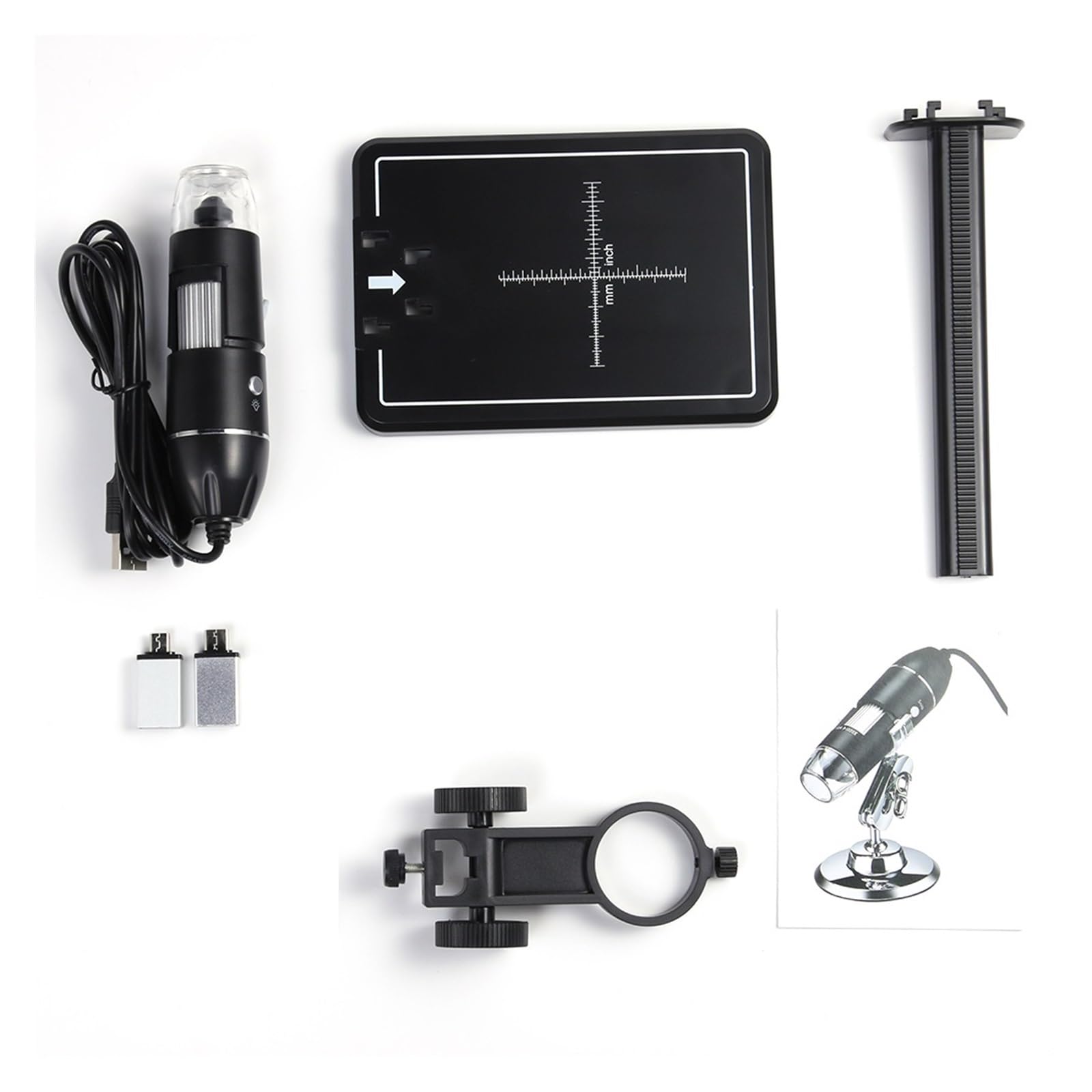 Mikroskop Cyfrowy 1600/1000/500X Do Lutowania USB Elektroniczny Naprawy Telefonu Komórkowego LED Lupa Camera LiftStand Mikroskopy i wyposażenie(1000X Black)