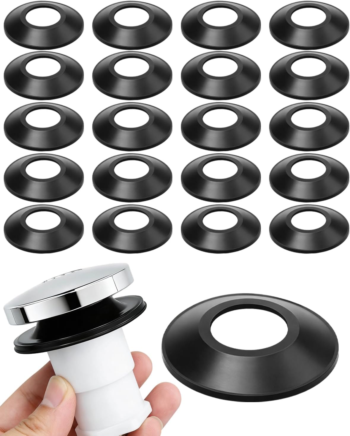 20Pack Universal Tub Drain Gasket Rubber Replacement Seal Leak Proof Black