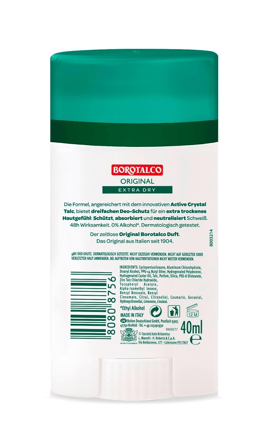 Italian Gourmet Deodorante Stick Original Deo 48h ohne Alkohol 12 x 40ml