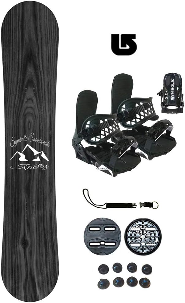 Symbolic Knotty Wood Grain Kids Snowboard & Bindings & Leash & Stomp Pad Package Set