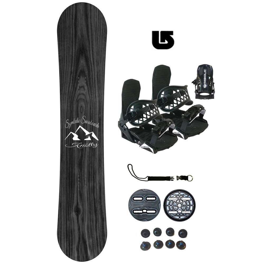 Symbolic Knotty Wood Grain Kids Snowboard & Bindings & Leash & Stomp Pad Package Set