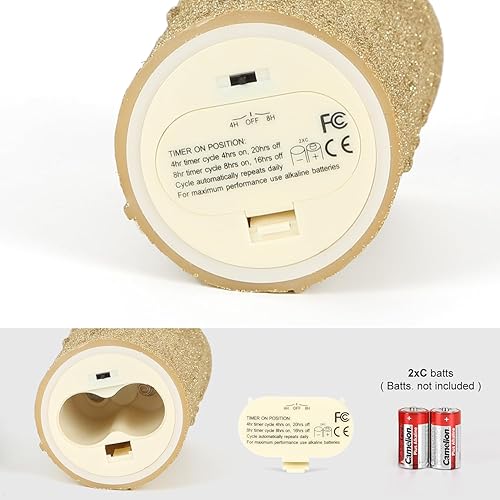 Miniatura 9 de Romingo Vela móvil 3D con purpurina dorada parpadeante, funciona con pilas, con temporizador para otoño, fiesta de Halloween, boda, Navidad