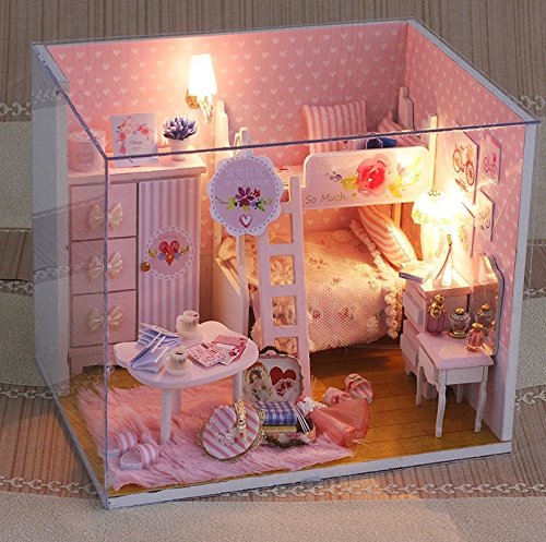 FunRun Süße DIY Puppenstube mit Miniatur Möbel, Puppenhaus Miniatur Puppenhaus Moebel DIY Dollhouse Kit Kinder Geschenk… – Bild 3