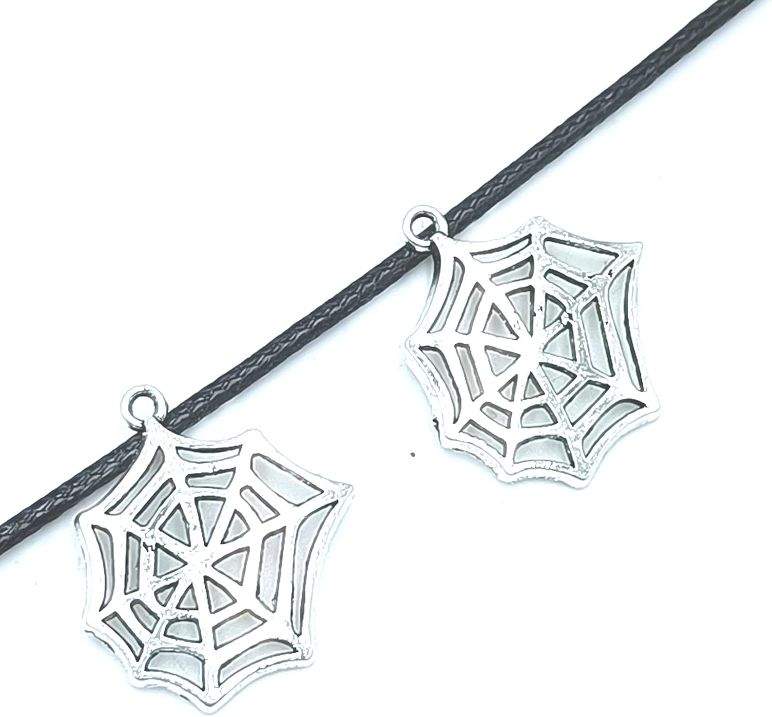 24pcs Charms Antique Tibetan Silver Bulk Zinc Alloy Pendants Halloween Spider Web Pendants for DIY Craft Necklace Bracelets Jewelry Making Findings 27 X 23mm (Ancient Silver) - Image 2