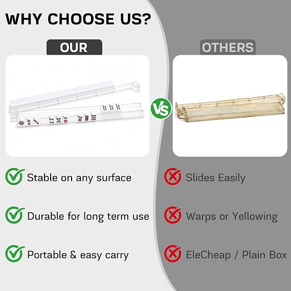 CAYOULR Mahjong Racks with Pushers Set of 4 Clear Acrylic Tile Racks
