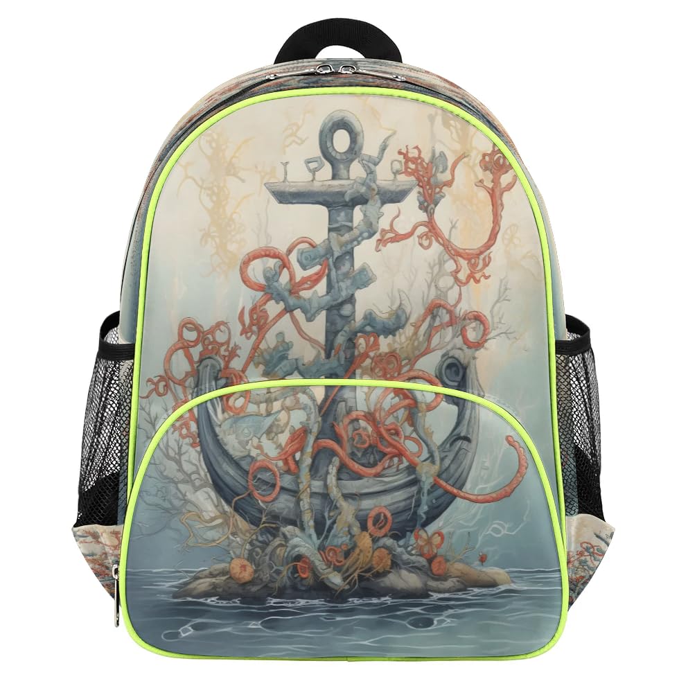 Sac à dos motif ancre pour enfants - Sac d'école bleu taille L TropicalLife