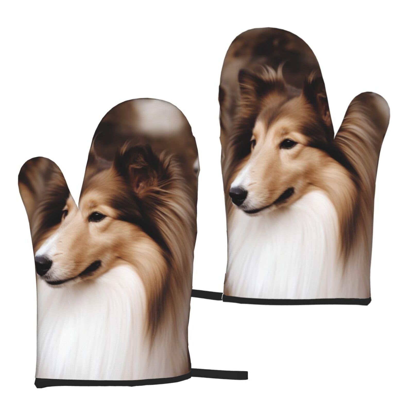Oven Mitts Set of 2 Non-Slip Oven Gloves for Kitchen Shelties Dog Oven Mitt Heat Resistant Oven Glove for Cooking Microwave Baking BBQ
