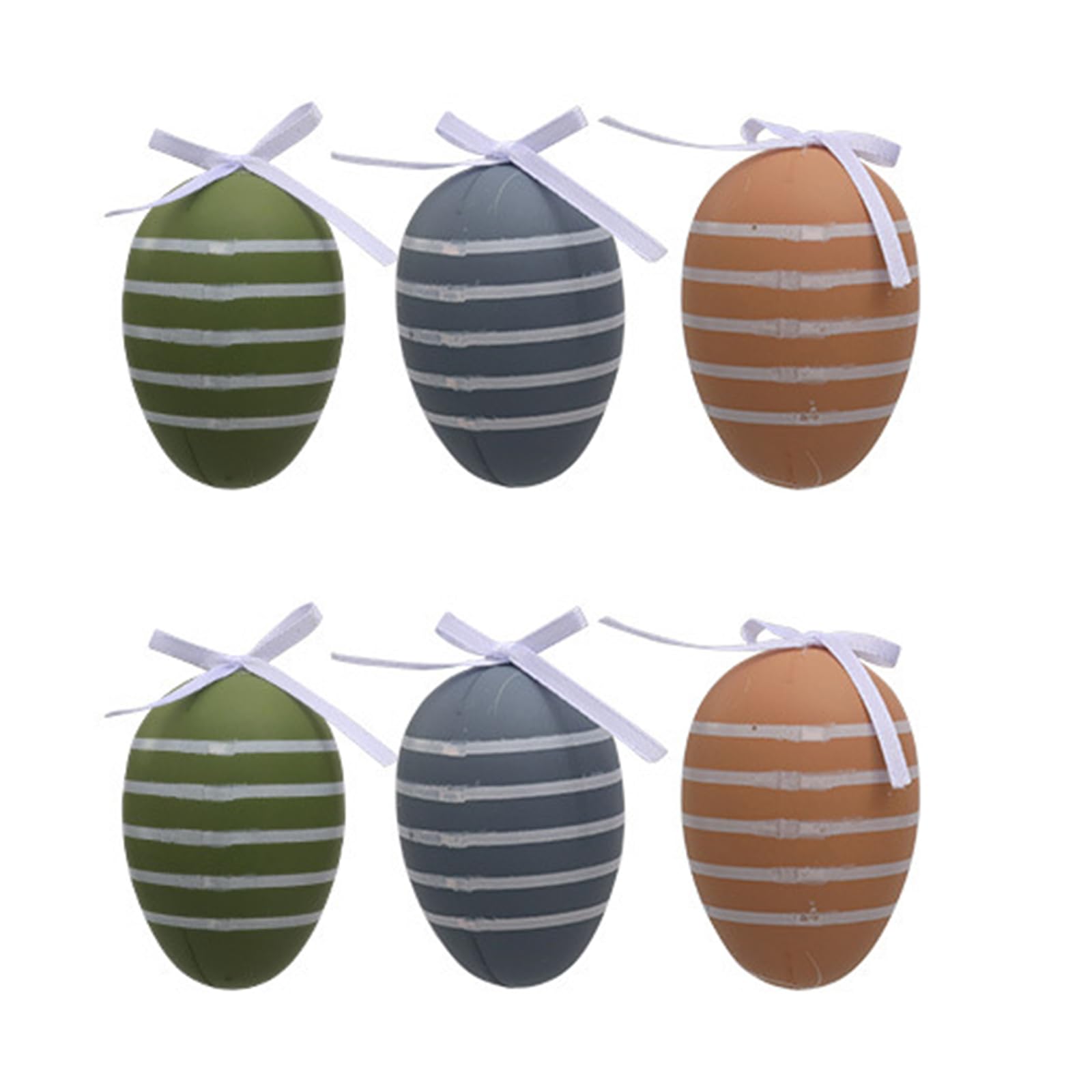 carotoe 6pcs Easter Eggs Colorful Striped Flower Painted Hanging Pendant for Easter Party Supplies Kid Toy Egg Ornaments