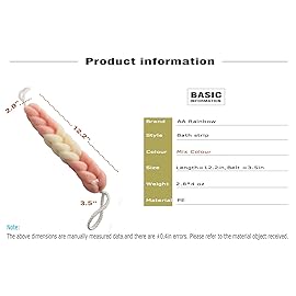 AARainbow 4 Packs Long Stretch Back Sponge with Rope Handles Back Scrubber Bath Shower Mesh Sponge Exfoliating Body Scrub Stretch Braided Loofah for Men and Women (B-1 Grey+1 Green+1 Pink+1 Coffee)