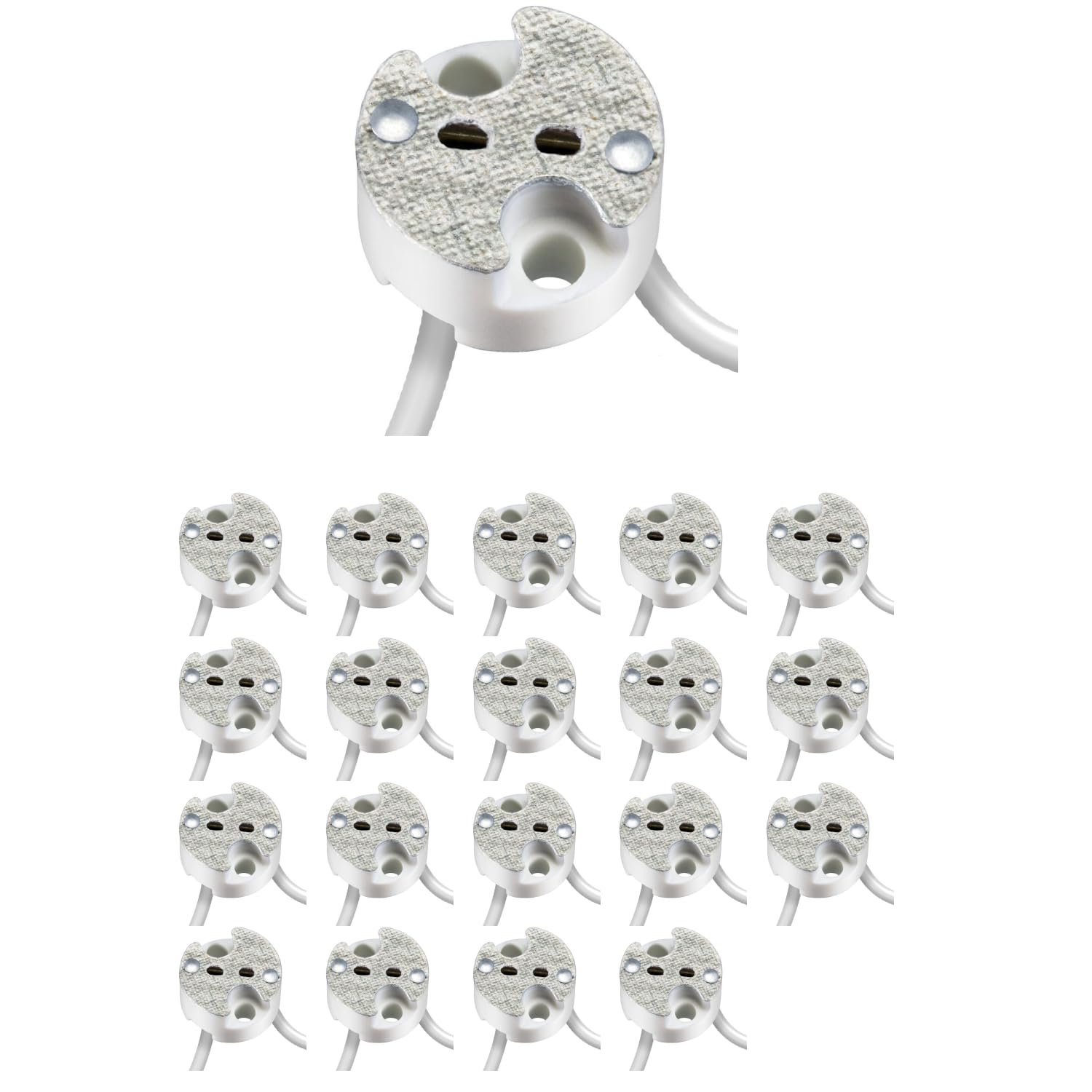 ledscom.de 20 Pieces GU5.3/G4 Socket, Ceramic, White, 12V AC, max. 25W, 20 piece (pack of 1)