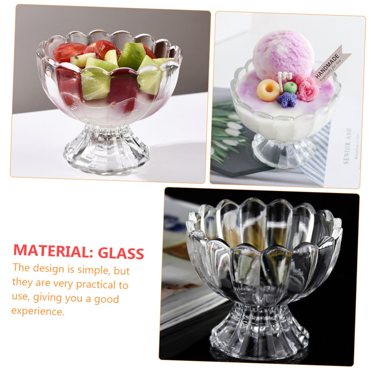 6pezzi Coppa Di Vetro Per Dessert Coppa Gelato Ciotola Per Dessert Di Gelatina Di Vetro Per Casa Tazza Da Tazze Da
