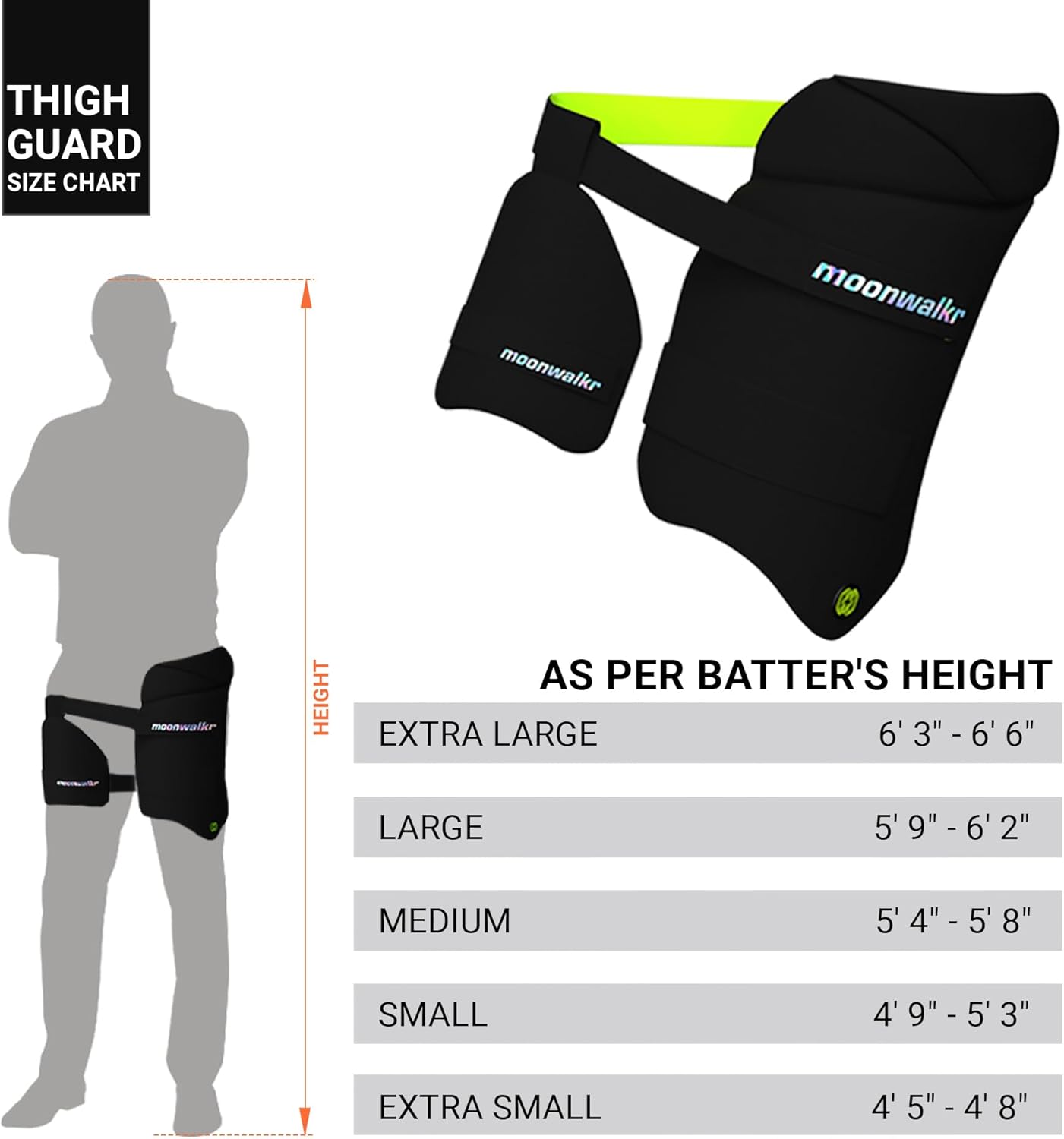 moonwalkr 2.0 Cricket Batting Combo Thigh Guard Black