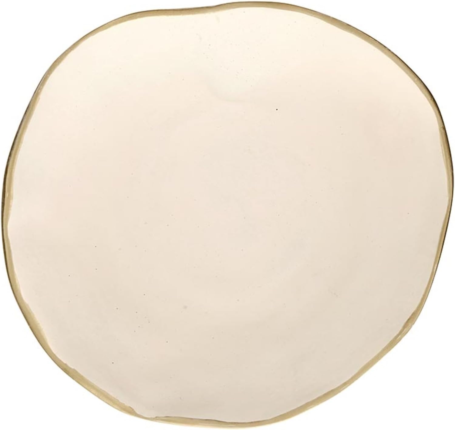 Santa Barbara Design Studio Aluminum Serving Bowl Round with Gold Edge Serving Dish, 6.5" Dia x 2" H, Ivory