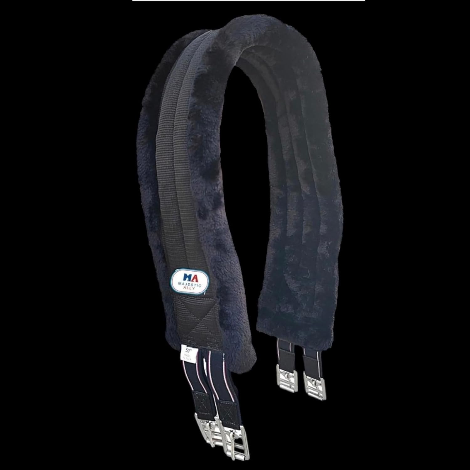 Majestic Ally Mink Fleece Padded Girth with Heavy Duty Elastics & Stainless Steal Hardware Brown -42",44",46",48" and 50"