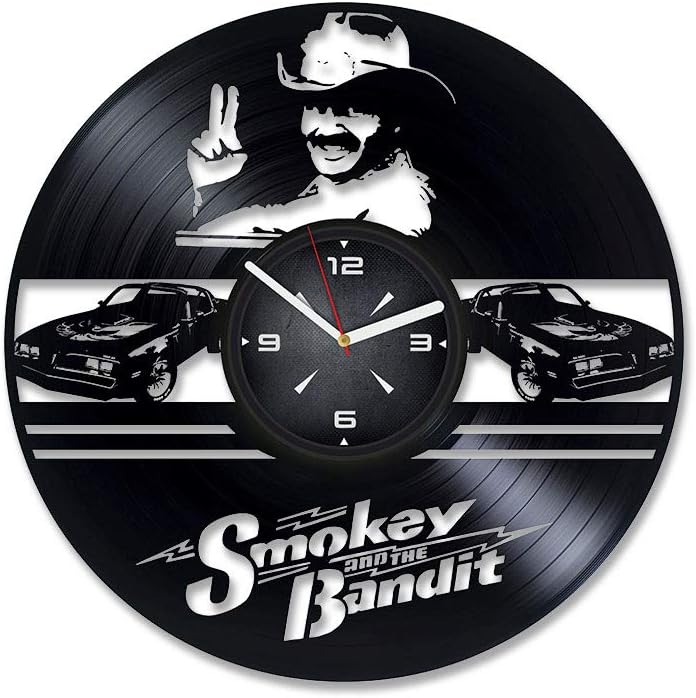 Smokey and The Bandit Movie Vinyl Record Wall Clock. Decor for Bedroom, Living Room, Kids Room. Gift for Men or Women. Christmas, Birthday, Holiday, Housewarming Present.