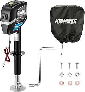 Kohree 7500lbs Electric Trailer Jack with Dual Wire, Heavy Duty Power Tongue Jack for A-Frame RV Travel Trailer Camper, Easy Installation, 22" Lift, 12V DC, Manual Handle & Weatherproof Cover