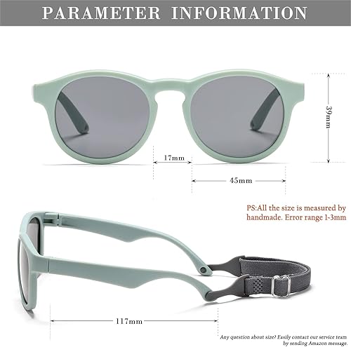 Miniatura 7 de HJSTES Lentes de sol polarizados para niños y niñas, marco flexible TPEE con correa, para bebés de 0 a 3 años