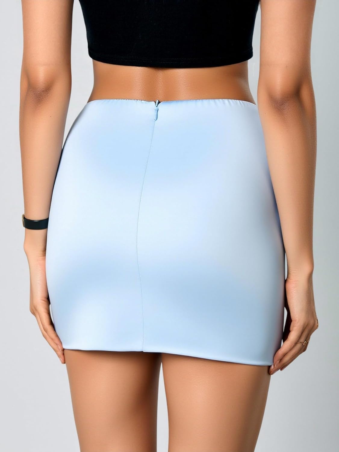 Women's Plain A Line Mini Skirts Floral Flower Ruched Short Skirt Side Slit Work Outfits