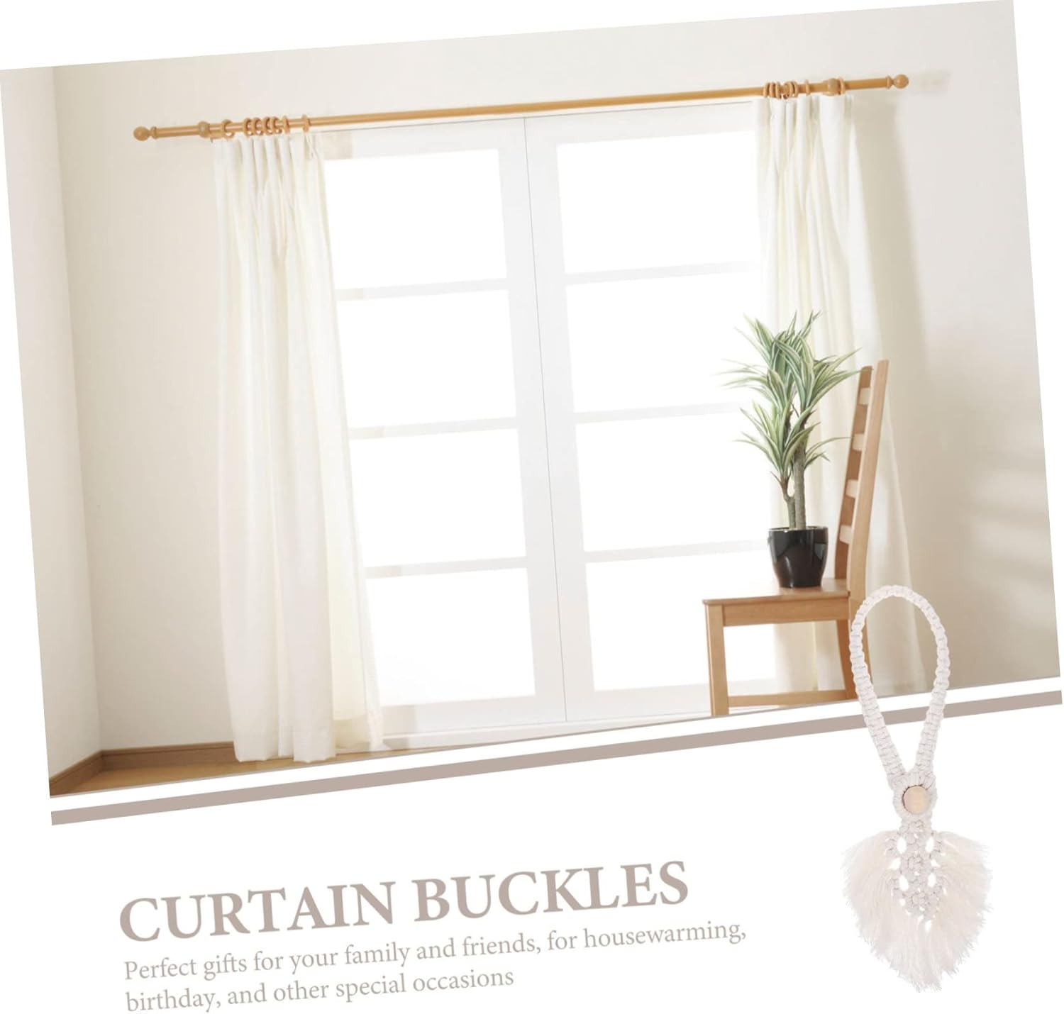 8pcs Tassel Curtain Holders Decorative Drapery Tiebacks for Bedroom Living Room Easy to Use Rope Buckles for Sheer Curtains Farmhouse Style Drapes