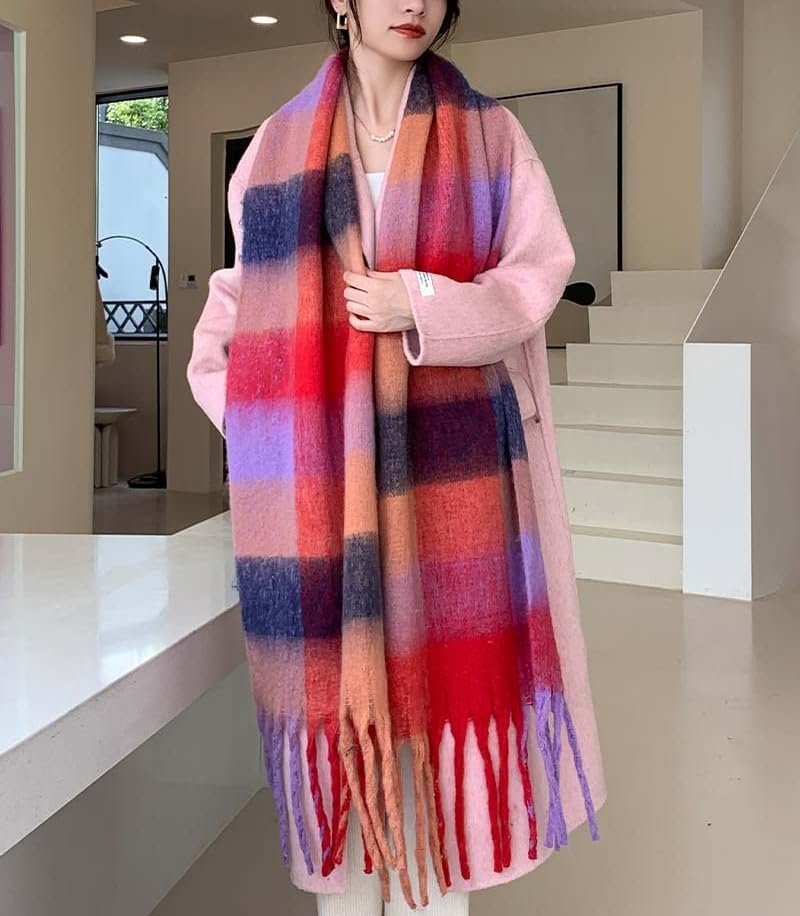 Chunky Scarf for Women Winter Plaid Thick Warm Long Shawl Wraps Cold Weather Big Christmas Fashion Blanket Scarves - Image 7