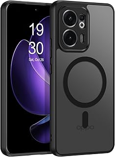 جراب لموبايل اوبو رينو 13 اف 4G/5G من بينتوبين، جراب حماية مغناطيسي رفيع غير لامع ولطيف على البشرة يدعم الشحن اللاسلكي، غطاء حماية كامل مضاد للصدمات لموبايل اوبو رينو 13F 6.67 بوصة، أسود