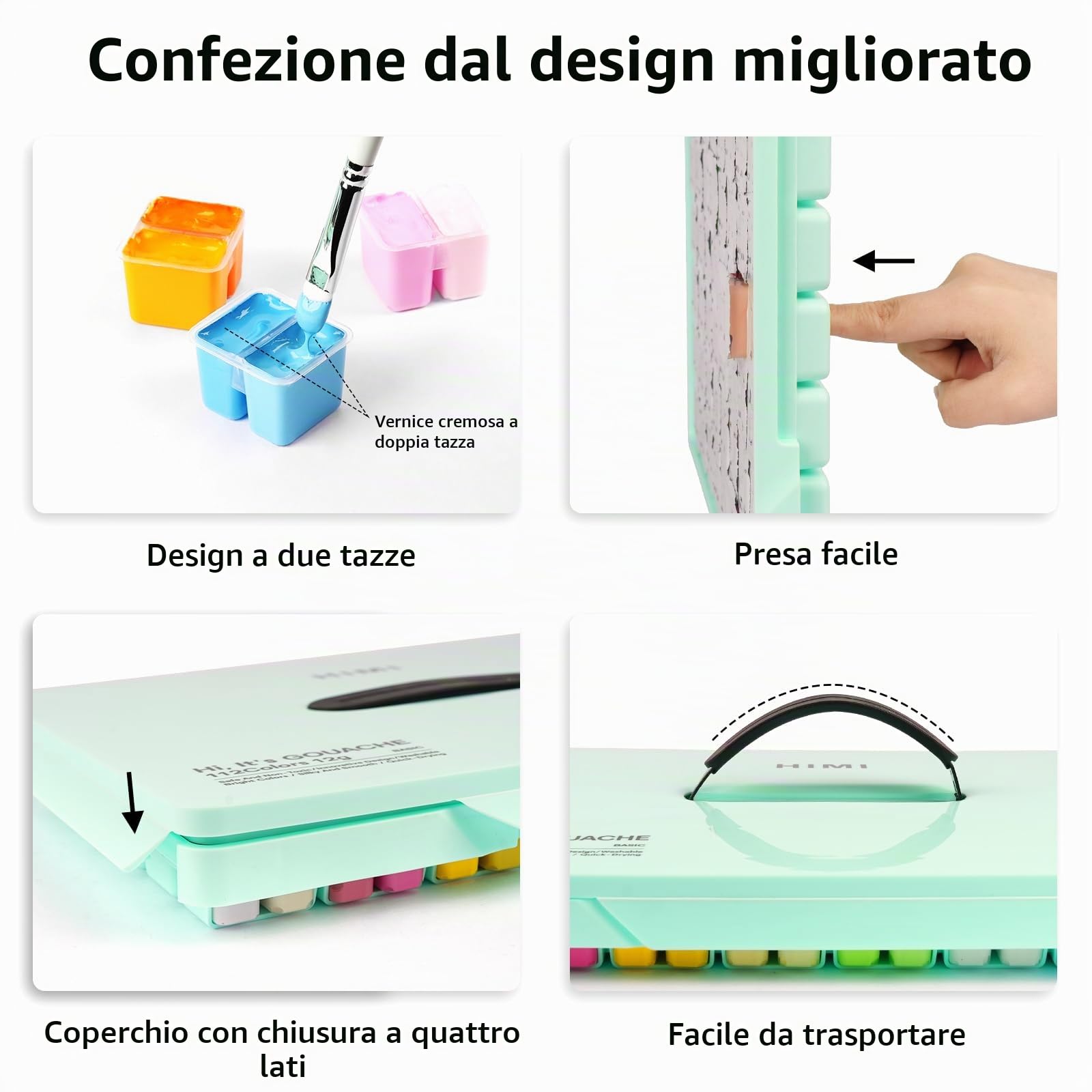 ABEIER HIMI - Set di pittura a guazzo, doppia tazza, 112 colori x 12 ml, atossica, vibrante pittura Jelly Guache per tela e carta per acquerelli, perfetto per principianti, studenti, artisti