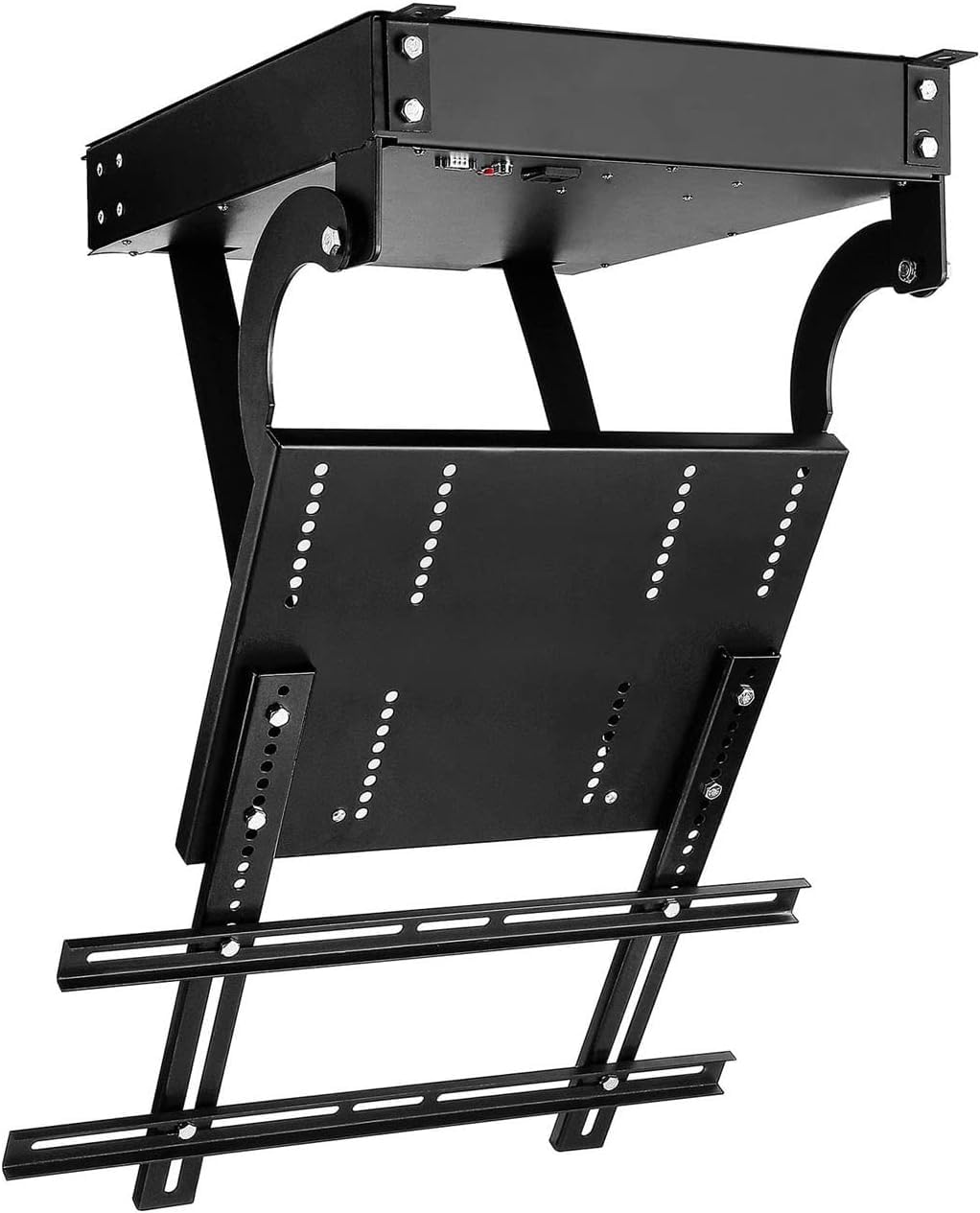 Support TV de plafond électrique pour gagner de la place et éviter les reflets