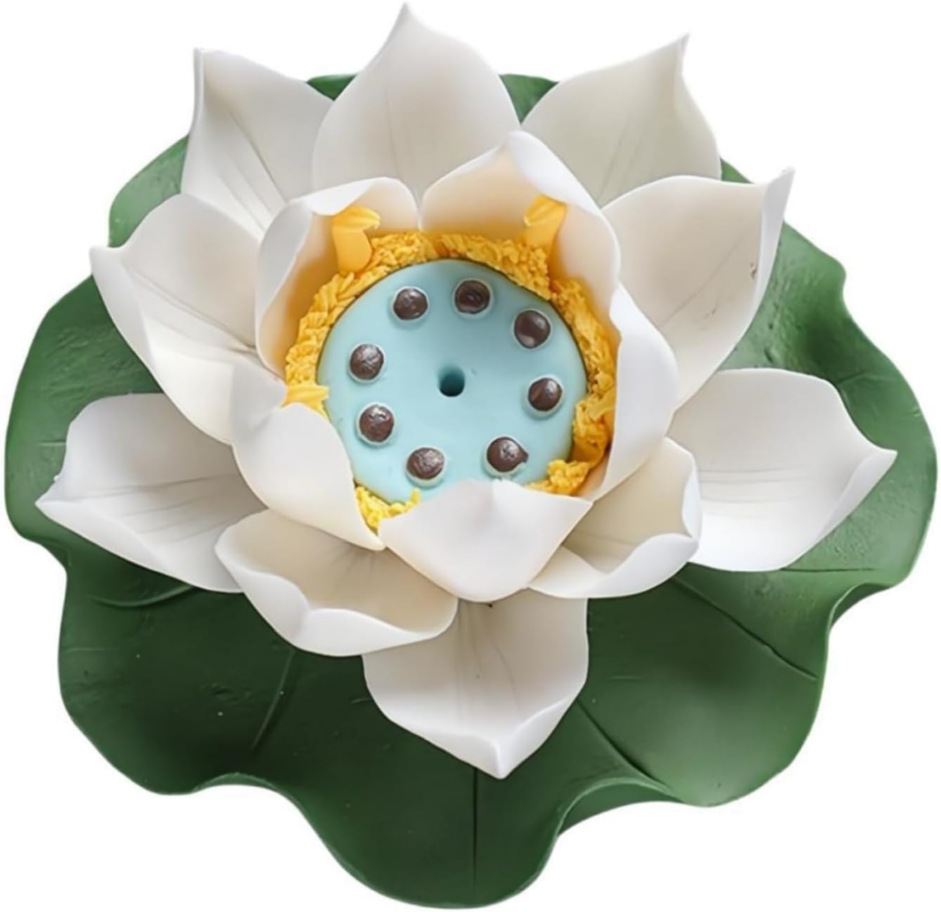 Lotus Incense Holder - Handmade Ceramic Bloom with Leaf Tray, Meditation Gift Set, Zen Home Office Desk Altar Decor (Handmade, Ash Catcher, Unique Holiday Present)