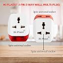 Hi-Plasst 3 Pin Multi Plug with Universal Socket - 6A Type D Plug for Indian Sockets, Grounded Multi Connection Travel Adapter for Home, Office, and Travel Use (Pack of 5) gallery image