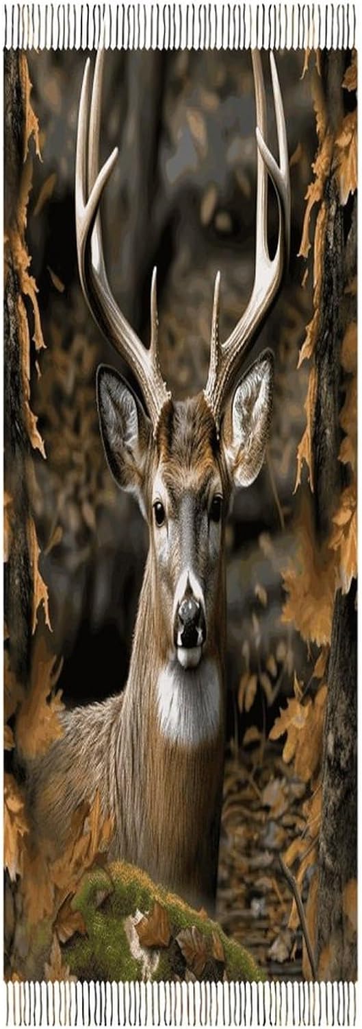 Camouflage Deer Winter Scarf for Women Soft Tassel Scarves Oversized Wraps Long Shawl Cold Weather Thick Blanket Scarfs