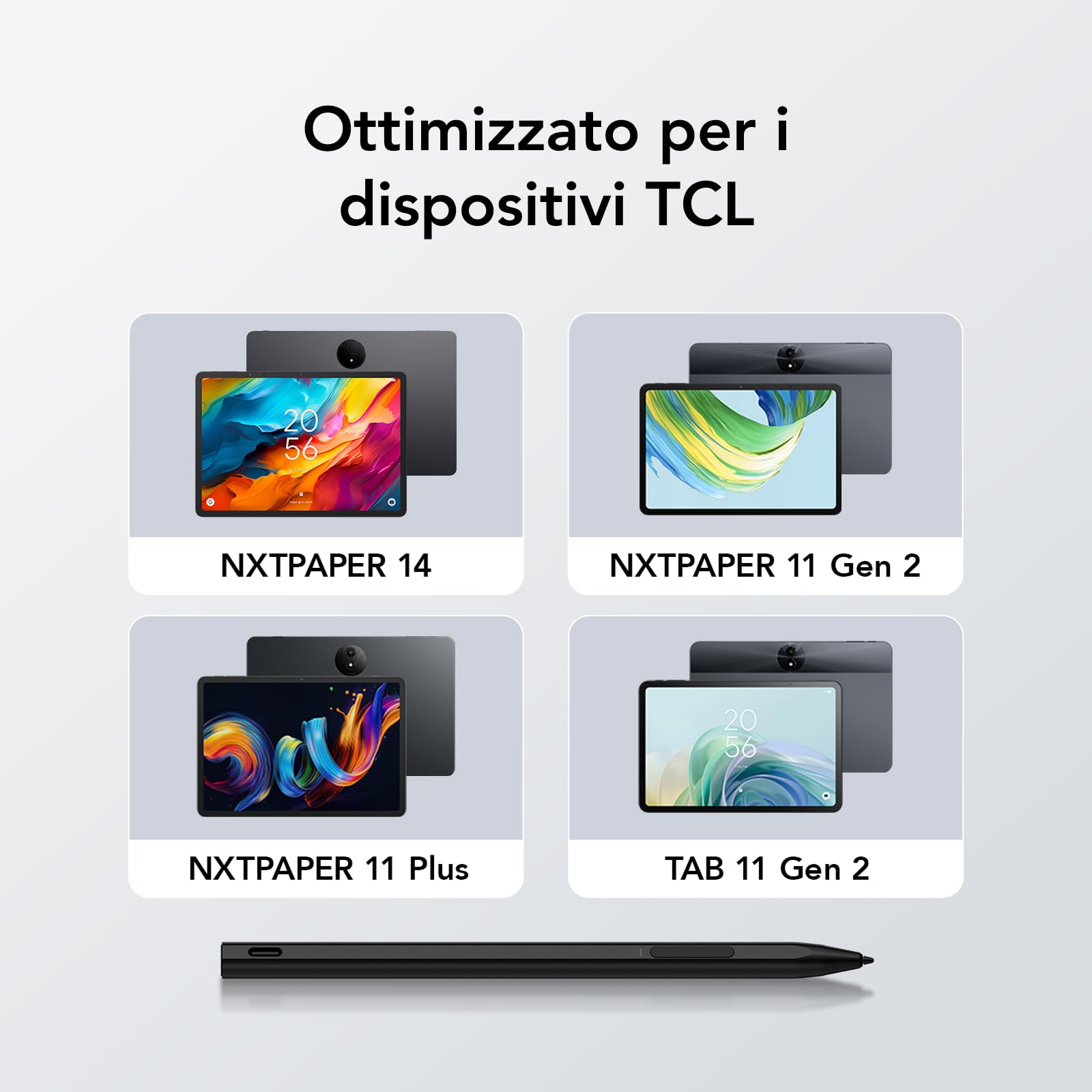 TCL T-Pen Stylus per NXTPAPER 14, NXTPAPER 11 Gen 2 - Penna digitale con 4096 livelli di pressione, batteria a lunga durata, Nero