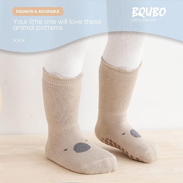 DRESHOW Bebés Calcetines Antideslizantes Calcetines de Tripulación de Tobillo con Agarres Calcetines de Algodón de Dibujos Animados para Bebé Niñas Niños - 4