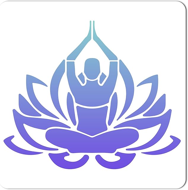 GORGECRAFT 30×30 CM Lotus Flower Stencil Yoga Stencils Plastic Drawing Painting Stencils Templates Reusable Sign Home Decor for Painting on Wood Wall Scrapbook Card Floor Drawing