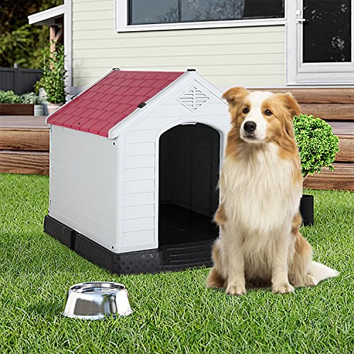 image for BestPet 32Inch Large Dog House Insulated Kennel Durable Plastic Dog Ho