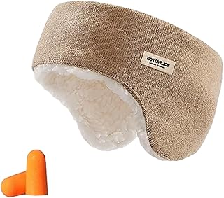 Earmuffs for Sleep，Blindfold Ear Muffs all-in-one Headband and Noise Reduction Earplugs, Ear Muffs Winter Women Sleep Mask (camel)