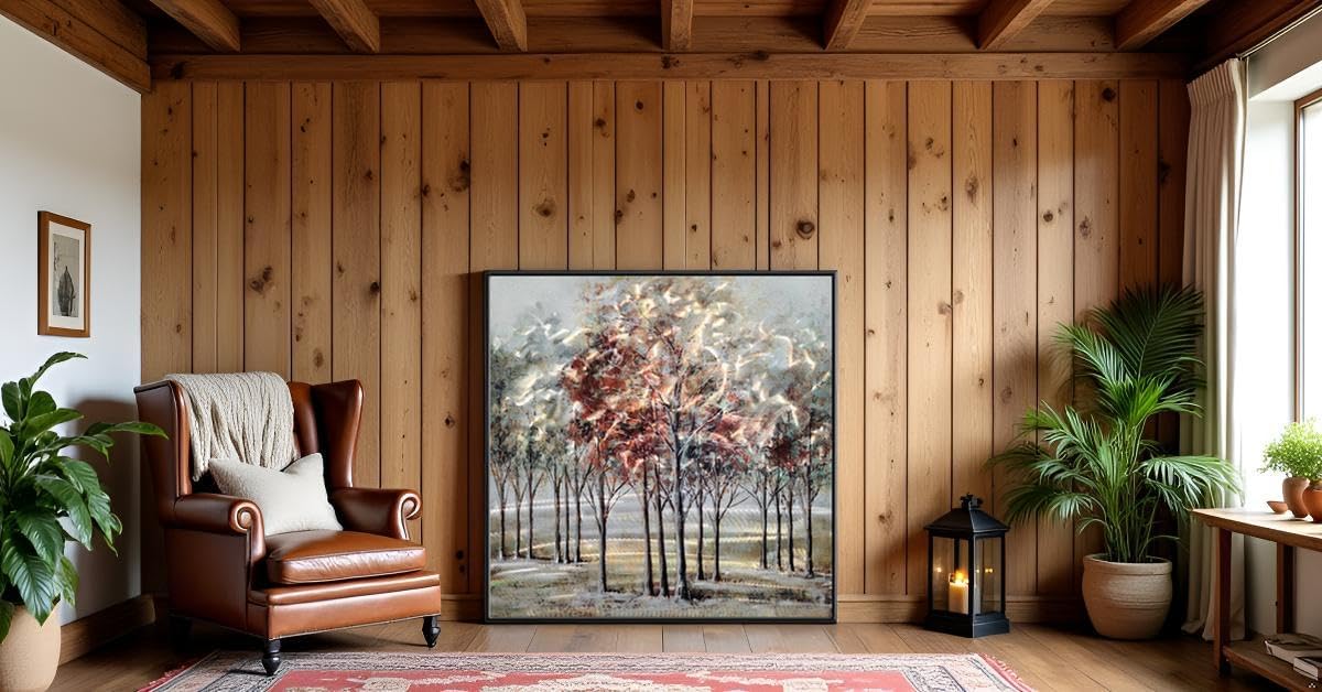 Yihui Arts Abstract Tree Metal Wall Art - Handcrafted Unique 3D Framed Square Aluminum Artwork for Living Room, Bedroom, Bathroom Decor