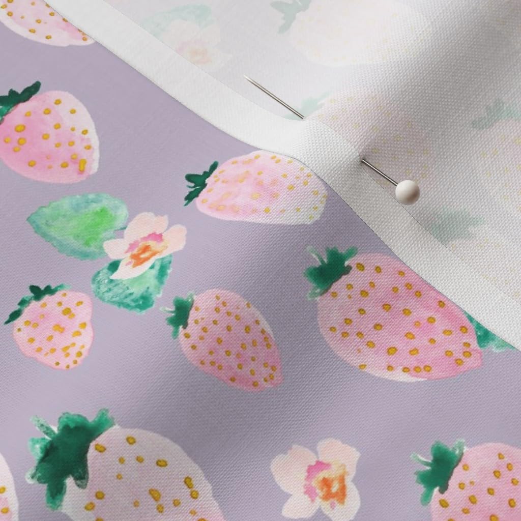 Spoonflower Fabric - Bloom Strawberry Blossom Strawberries Fruit Spring Printed on Petal Signature Cotton Fabric by The Yard - Sewing Quilting Apparel Crafts Decor