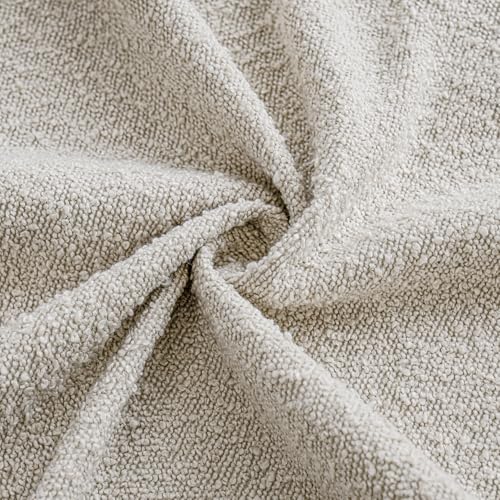 Image of Foindtower Set of 2, Decorative Textured Boucle Throw Pillow Covers Accent Solid Pillow Cases Neutral Cozy Couch Cushion Case for Chair Sofa Bedroom Living Room Home Decor 16 x 16 Inch Ivory Beige